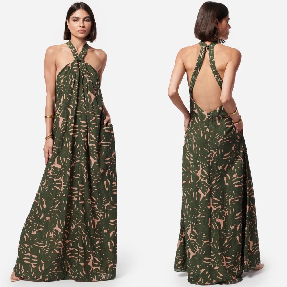 NEW NWT CAMI NYC Adalee Maxi Dress Monstera Leaf Print